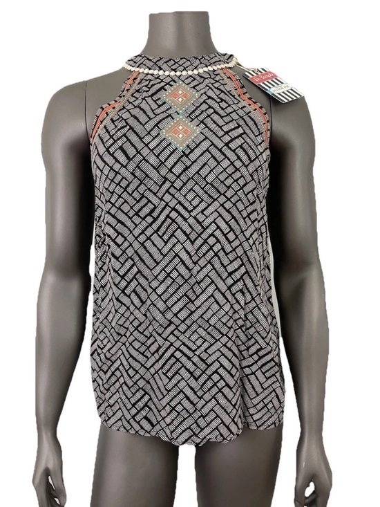 Le Sample Tops - Le Sample Top Women’s XS Stitch Fix Black Tribal Print Embroidered Sleeveless